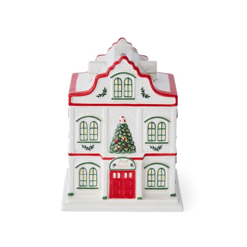 Spode Christmas Tree Miniature Village Figural Decoration, LED Lighted Holiday Village Set, Ceramic Holiday Decor - Timeless Dolomite Collectible for Indoor Display (Hotel)