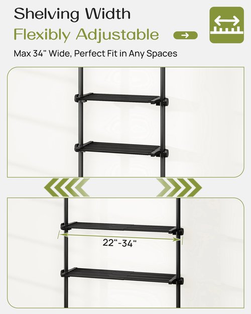 ALLZONE Adjustable Over The Toilet Storage Shelf, 4-Tier Ample Over Toilet Bathroom Organizer and Storage,Tension Mounted Above Toilet Storage Cabinet for Versatility, Fits 64-113 Inch Heights, Black