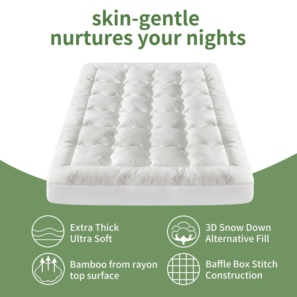 Premium 100% Waterproof King Mattress Topper, Breathable Mattress Pad, Rayon from Bambo Bed Protector, Deep Pocket Sheet Cover 8"-21"