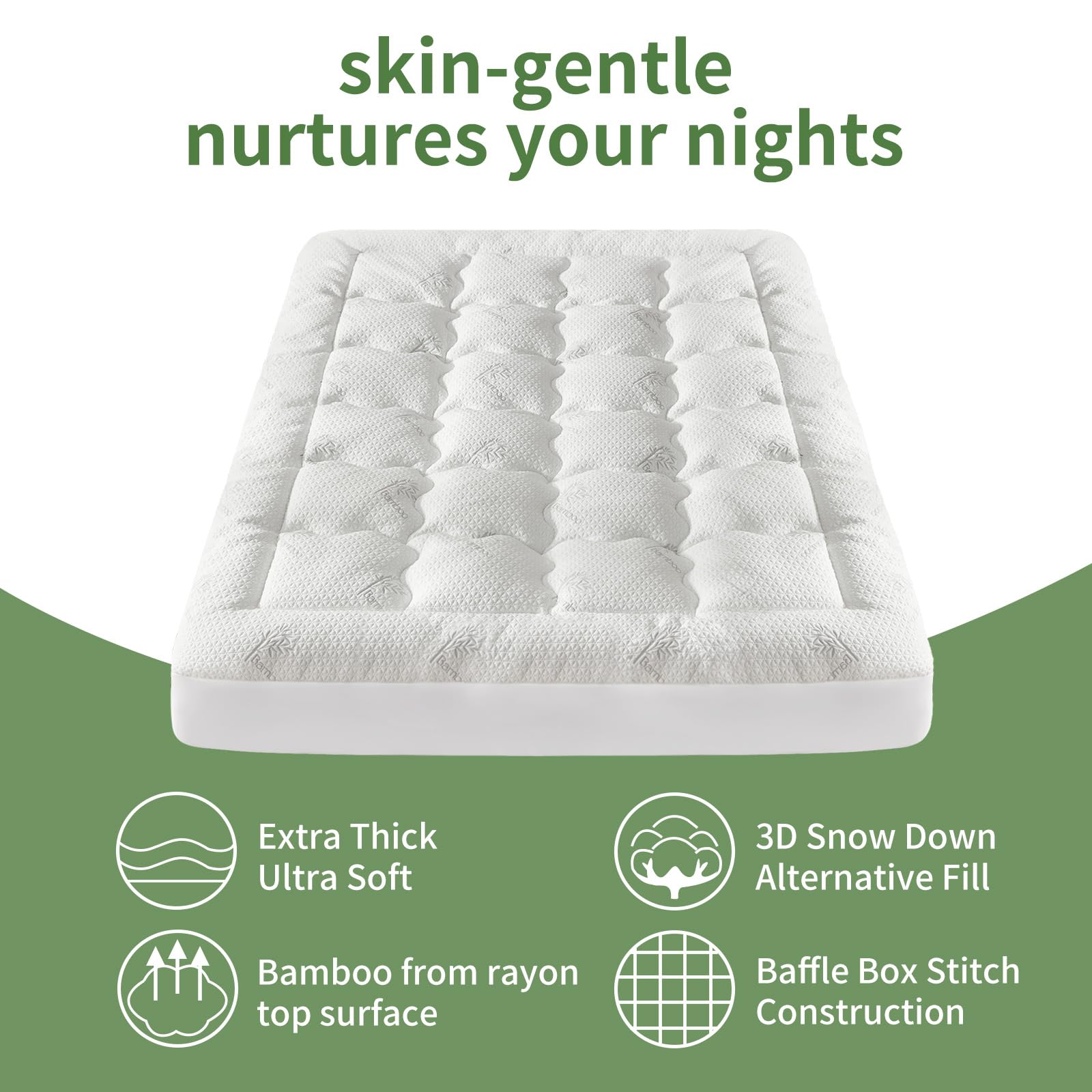 Premium 100% Waterproof King Mattress Topper, Breathable Mattress Pad, Rayon from Bambo Bed Protector, Deep Pocket Sheet Cover 8"-21"