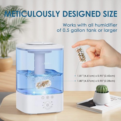 20x Humidifier Cleaner Compatible with Most Humidifiers Replacement for Ultrasonic Humidifier Demineralization Cartridge Tank Cleaning Fish Drop Ball Filter