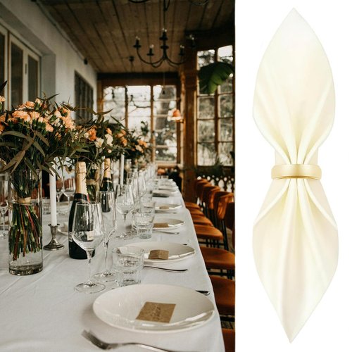 40 Pcs Gold Napkin Rings - Metal Napkin Ring(Semicircle) Stainless Steel Napkin Rings for Table Settings Wedding Christmas Party Dinner Table