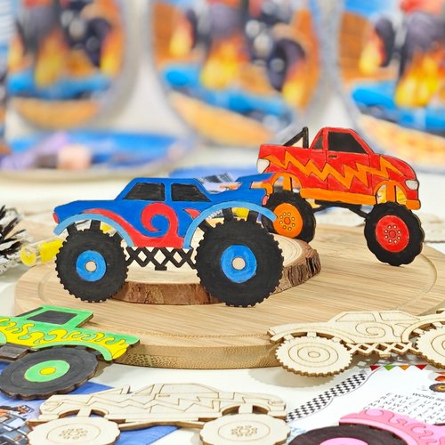 Monster Truck Party Favors - 12 PCS Truck Car Birthday Party Supplies - Car Bubbles & Paint Crafts - Monster Truck Birthday Decorations Goodie Bags Gifts Prizes for Kids Girls Toddler