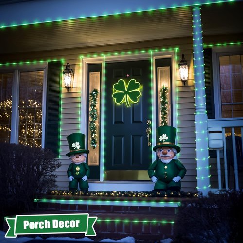 JMEXSUSS Battery Operated Green String Lights - 200 LED Waterproof 66ft Rope Lights with Remote for St. Patrick's Day Decor