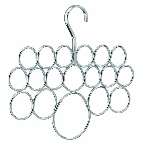 iDesign Axis Metal Loop Scarf Hanger, No Snag Closet Organization Storage Holder for Scarves, Men's Ties, Women's Shawls, Pashminas, Belts, Accessories, Clothes, 18 Loops ,0.3" x 9.9" x 11.2", Chrome