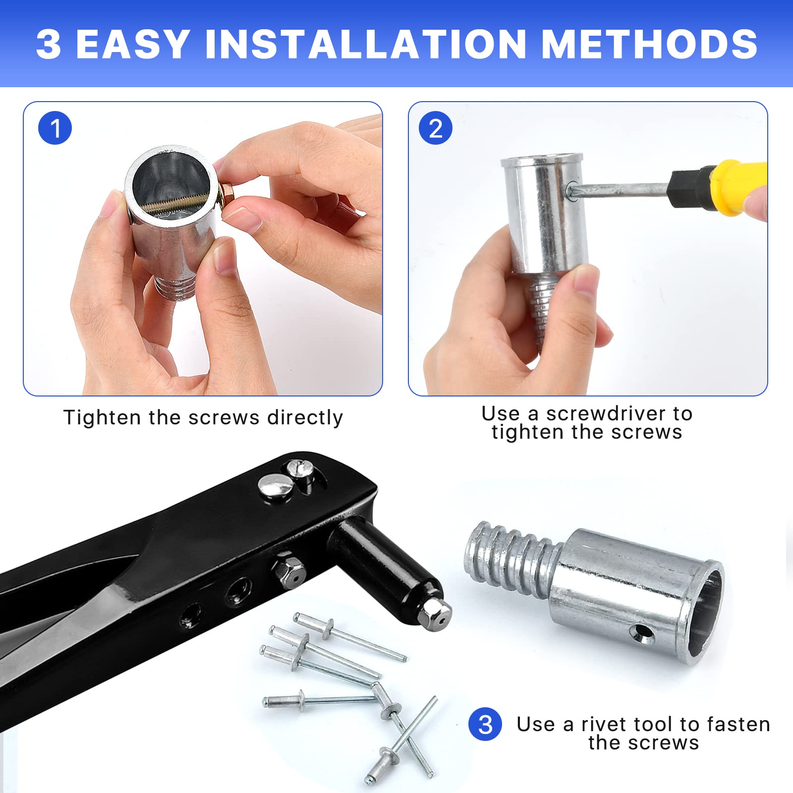 Elesunory 6Pcs Threaded Tip Replacement, Broom Handle Threaded End, Ultra Threaded Tip Repair Kit, Metal Broom Handle Adapter for 0.98 Inch Broom Stick Pole