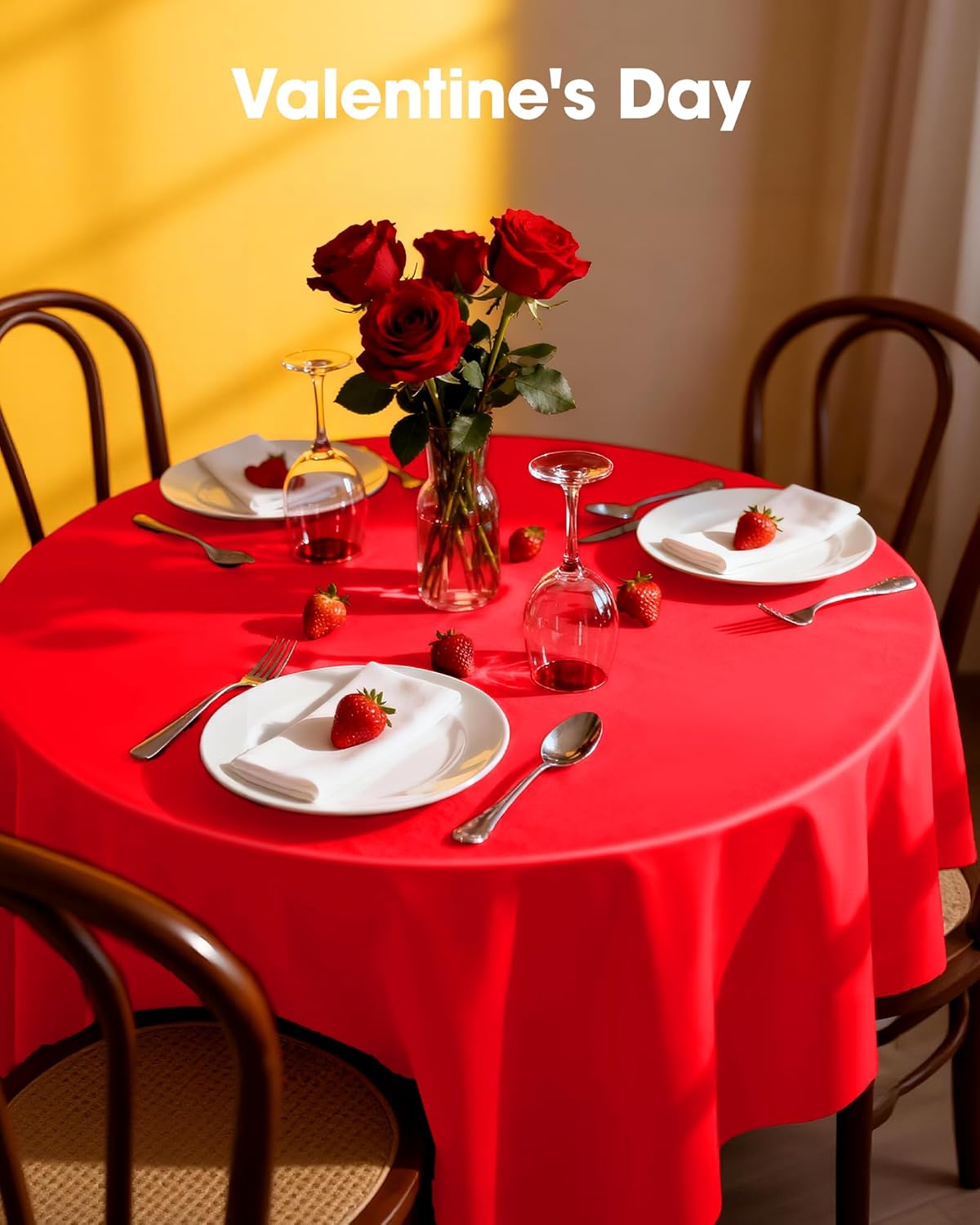 Pureegg Disposable Plastic Table Cloths - 84'' Round, Leakproof & Sturdy for Holidays | Red 10-Pack