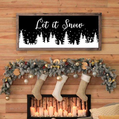 Christmas Stencils - Large Reusable Winter Forest House Village Templates for Window Glass & Crafts | 53.1”