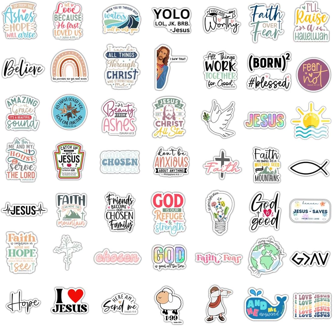 Skiennix 100 Pack Christian Stickers - Waterproof Vinyl Bible Verse Designs for Kids & Teens