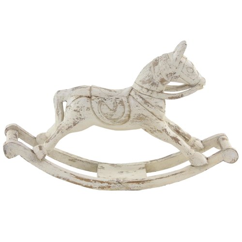 Deco 79 Mango Wood Horse Decorative Sculpture Home Decor Statue, Accent Figurine 27" x 7" x 17", White