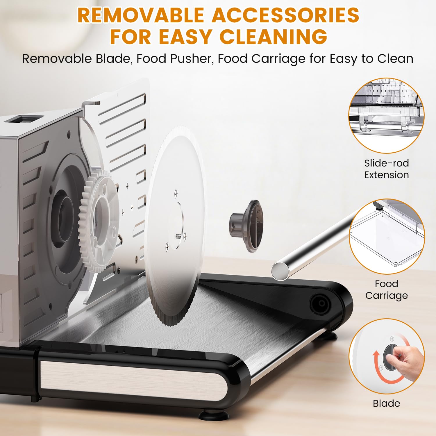 Meat Slicer Machine for Home – 120W Deli Meat Slicer with 6.7" Blade, Adjustable Thickness 0-18mm, Foldable Design, Easy to Clean Meat Cutter Machine, Safe Deli Slicer for Home Use
