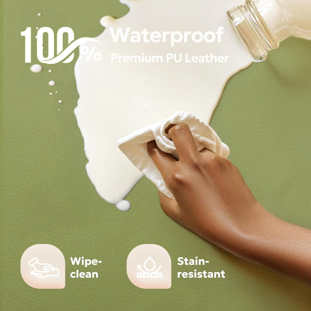 Mallify Baby Play Mat - Thick, Soft, Non-Toxic Vegan Leather | Waterproof Foam, 50x50, Green