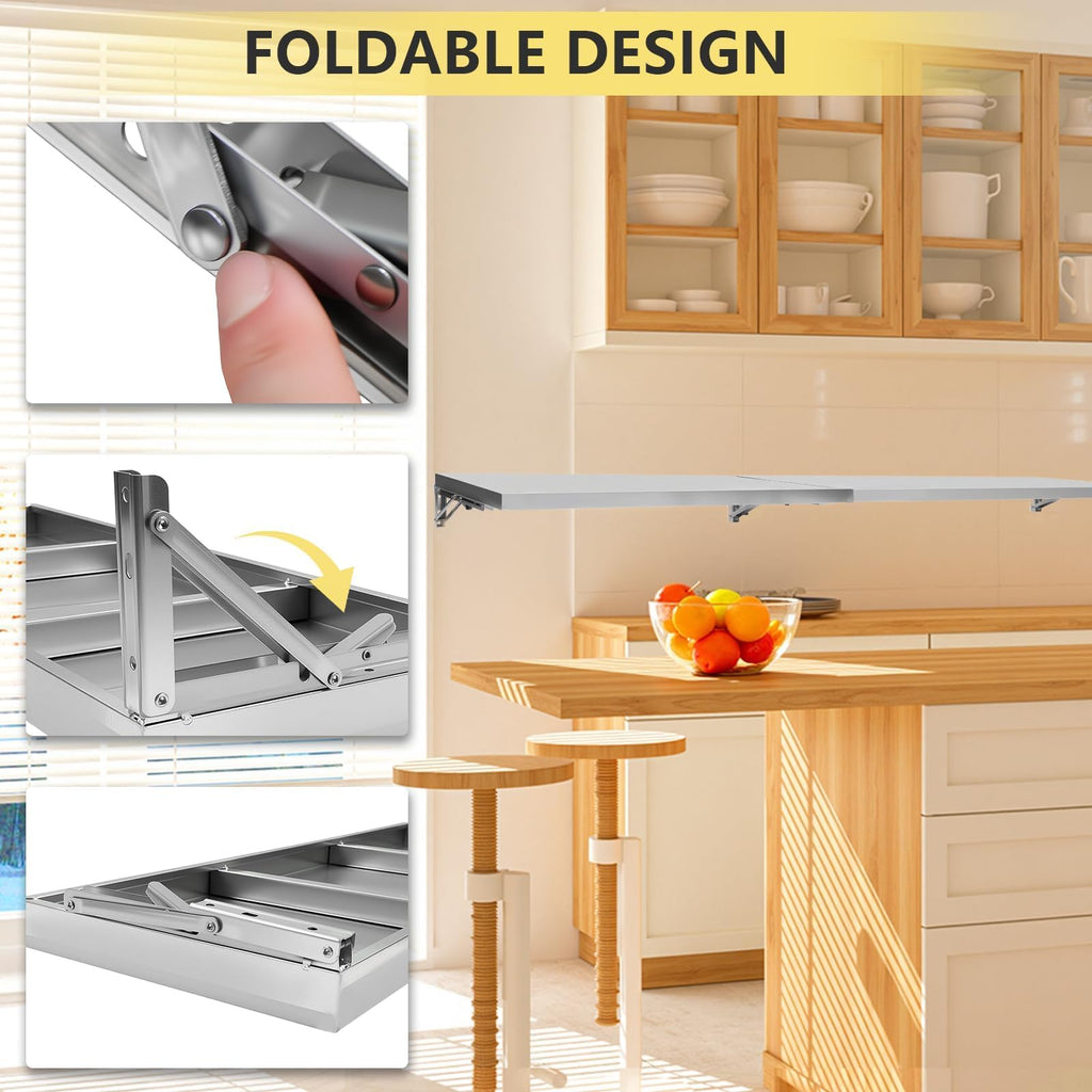Noliven Folding Concession Shelf 72" x 12", Stainless Steel Drop Down Concession Shelf, Serving Food Shelf Stand Serving for Concession Windows, Restaurant