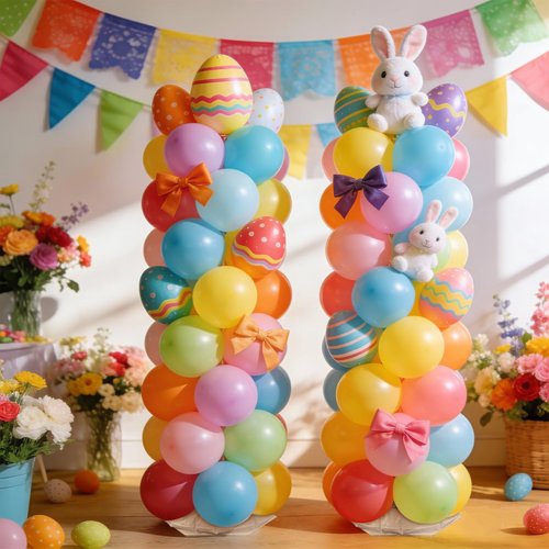 Balloon Column Stand Kit Sets of 2, 80 Inch Adjustable Balloon Stand Balloons Tower Pillar with Reusable Metal Telescopic Structure for Wedding, Birthday, Baby Shower, Graduation Party Decoration