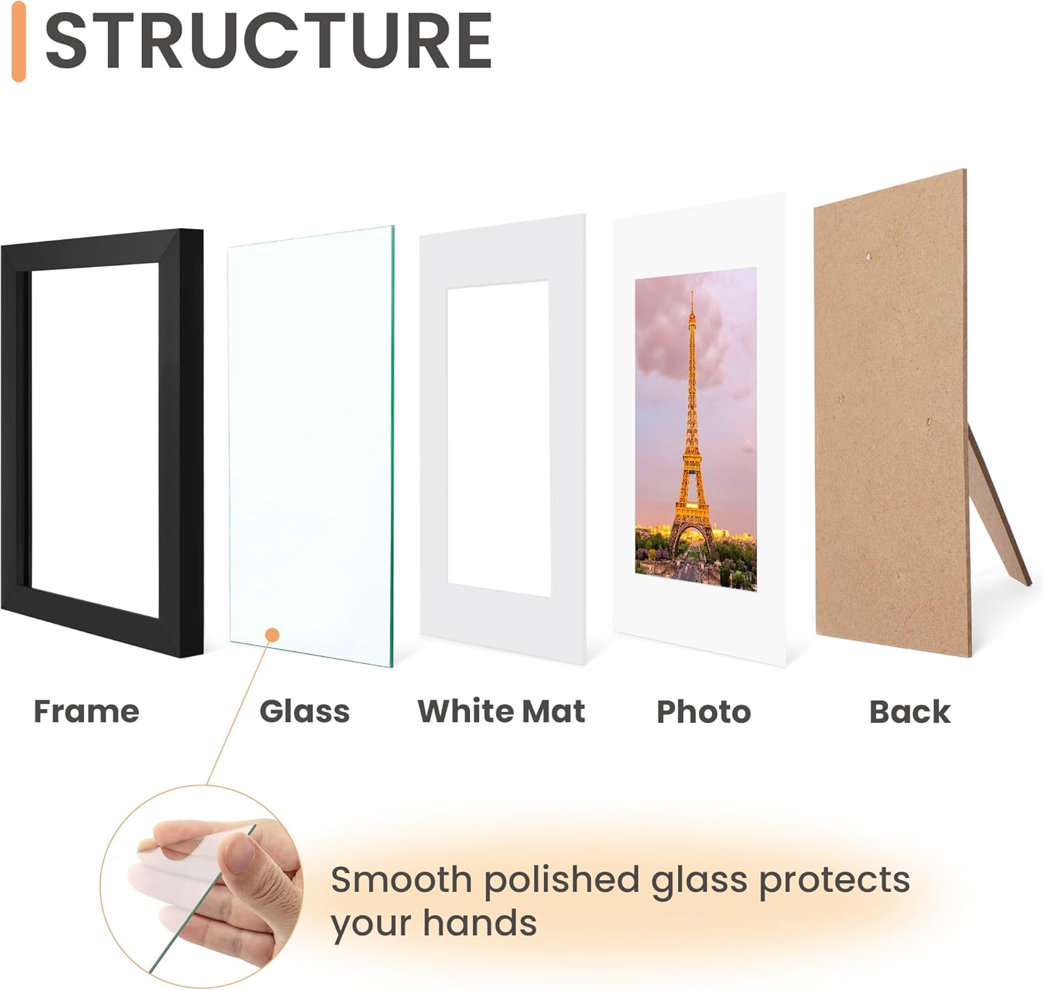 Upsimples 11x14 Picture Frame Set of 3 - High Definition Glass for 8x10 with Mat or 11x14 Without Mat | Black Wall & Tabletop Display
