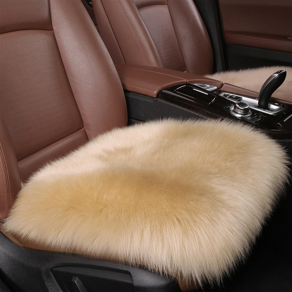 RZLWOOL Natural Wool 2 Pack Luxury Sheepskin Seat Cushion Fluffy Chair Pad for Sofa Office Chair Dining Chair Cushion Bedroom Seat Cushion Dining Chairs(18x18 Inch,Khaki Brown)