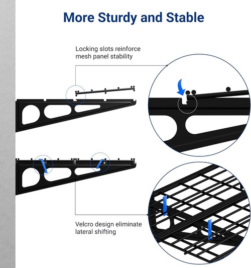 FLEXIMOUNTS Heavy Duty Garage Shelving - 2-Pack 24"x72" Wall Mounted Storage Racks | 1400lbs Capacity, Black