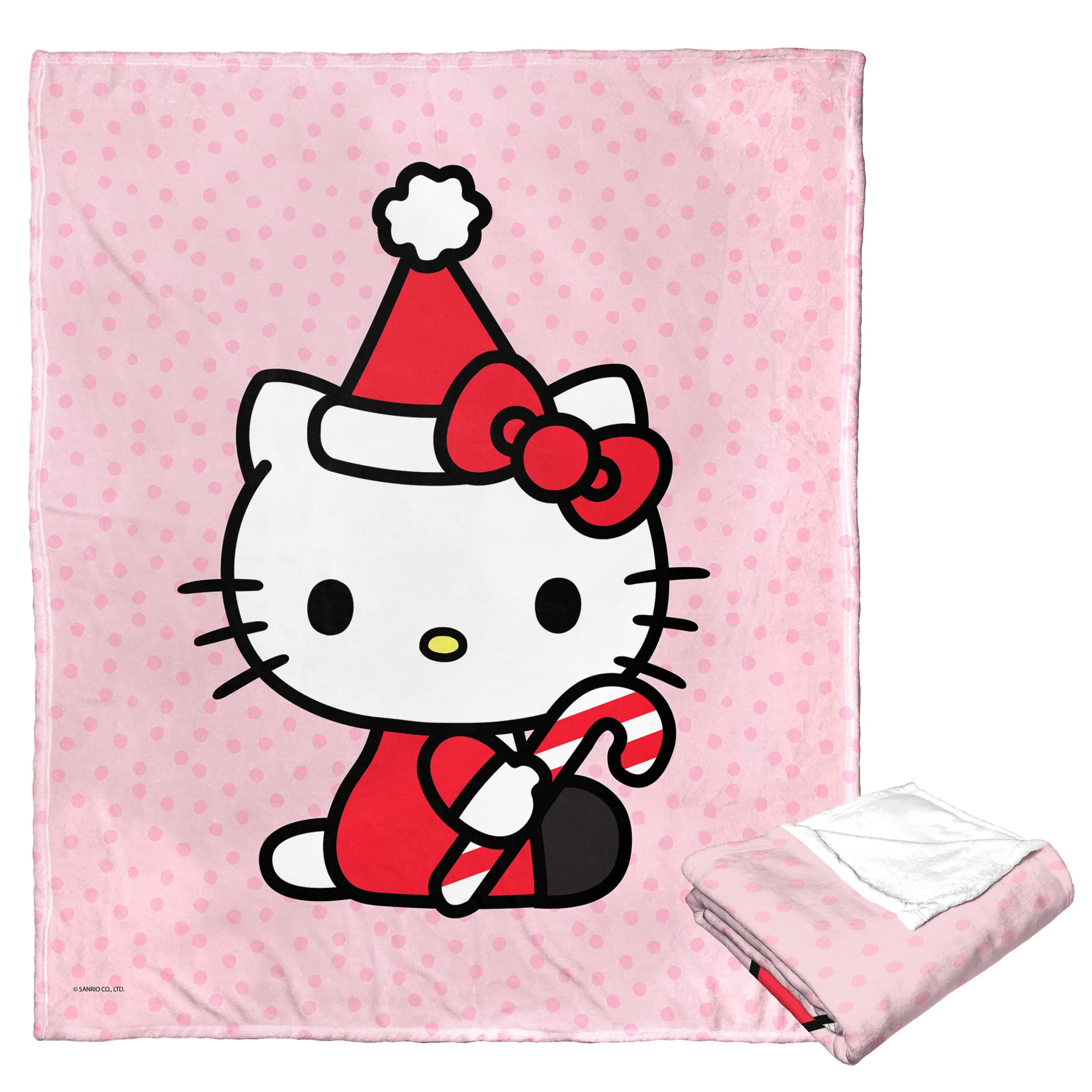 Northwest Hello Kitty Silk Touch Throw Blanket, 50" x 60", Candy Cane