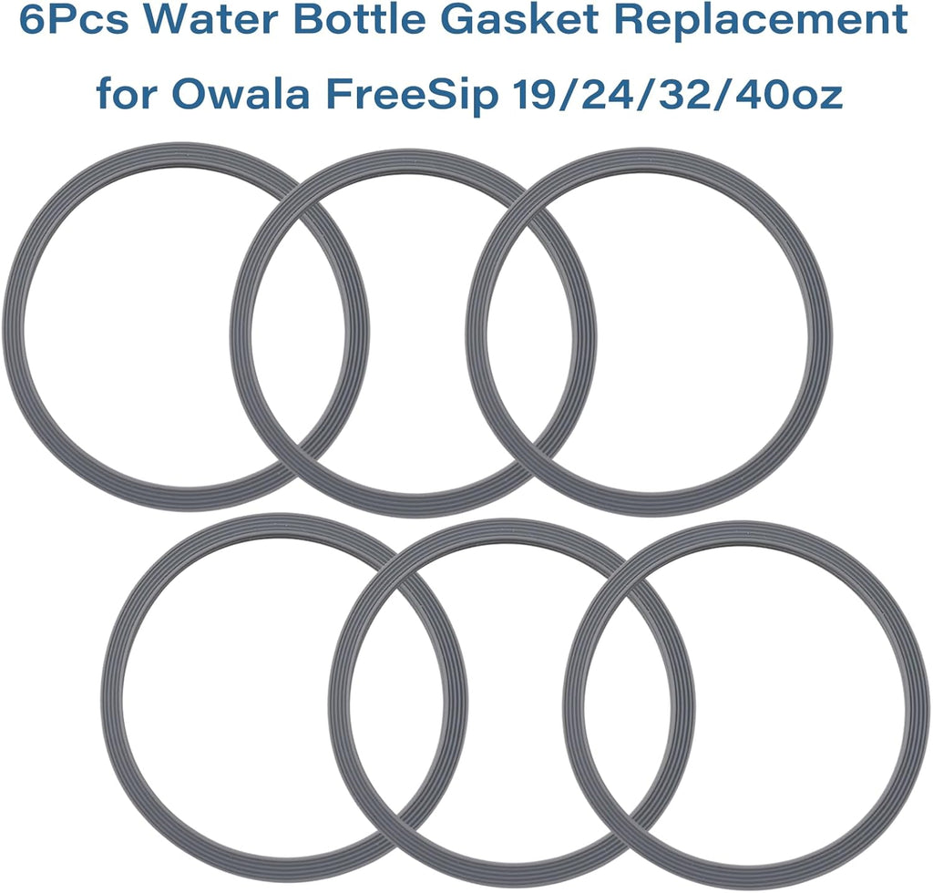 Owala | Water Bottle Gasket Replacement - 6 Silicone Lid Seals for 19/24/32/40oz Cups | Gray