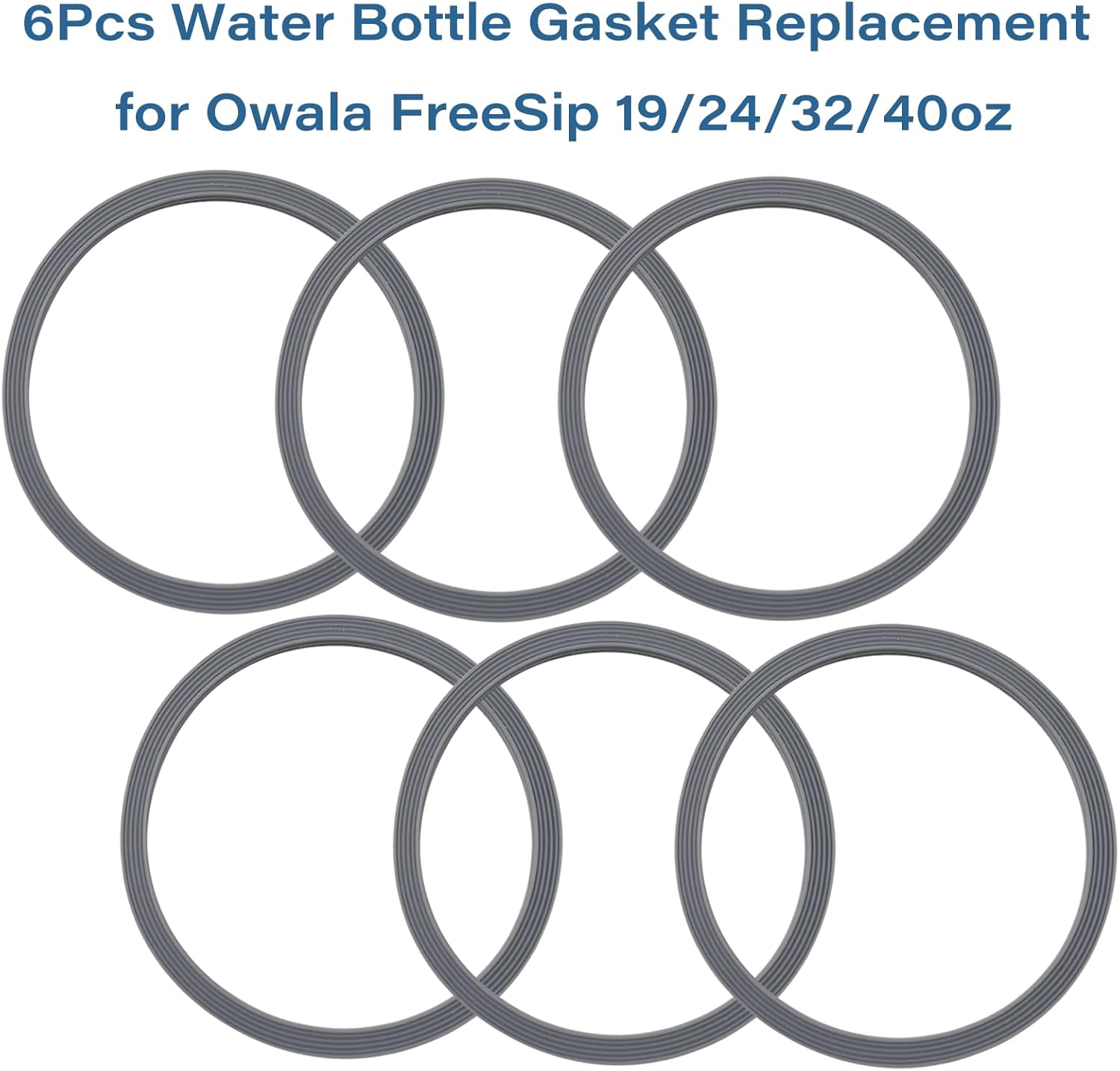Owala | Water Bottle Gasket Replacement - 6 Silicone Lid Seals for 19/24/32/40oz Cups | Gray