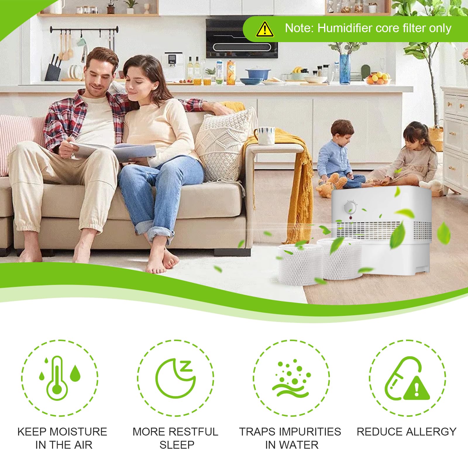 Giokyi Humidifier Filter for Pelonis PSU10E1BB, PSU10E1WW, PSU10E2FWW and PSU10E2FBB Compatible with Air Filter Factory Replacement for Pelonis Humidifier Wick Filter 2 Pack