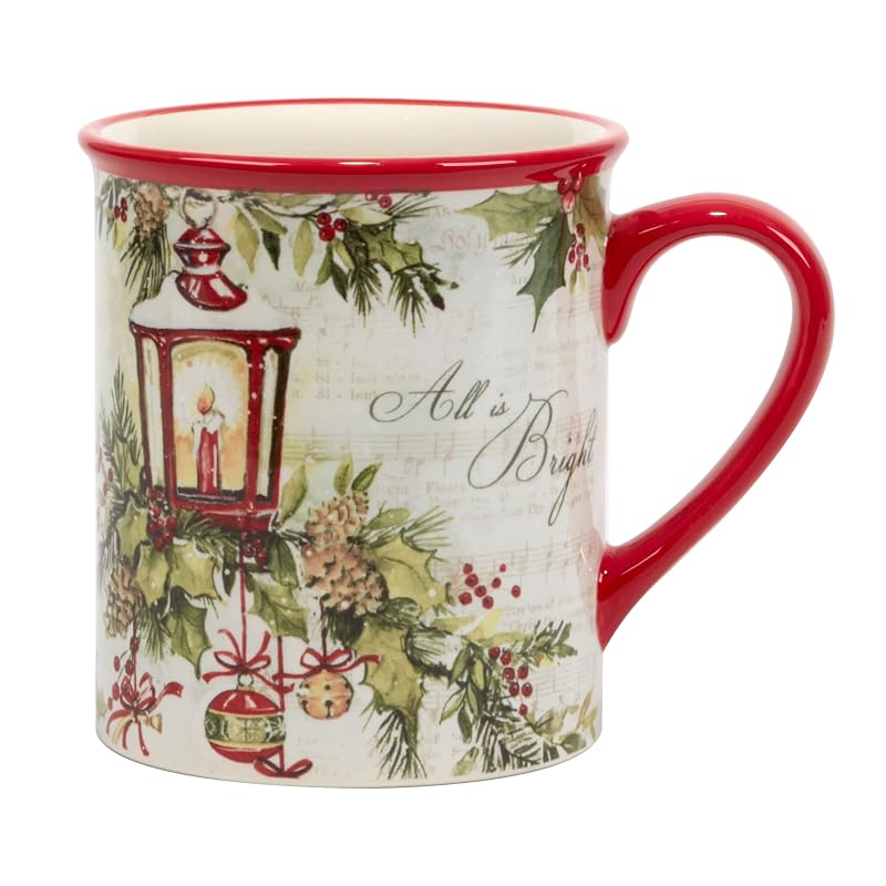 Silent Night 16 oz Mugs Set of 4 – Durable Earthenware, Susan Winget Holiday Design
