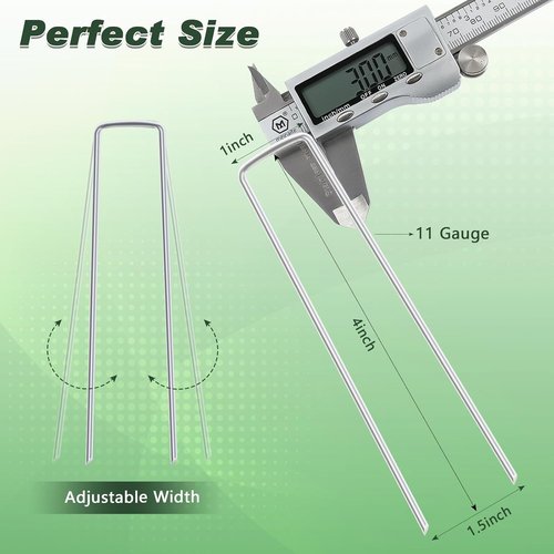 Feed Garden 4 Inch Galvanized Landscape Staples - 50 Pack Anti-Rust Garden Stakes for Weed Barrier Fabric
