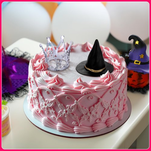 Burbell 2 Pack Witch Hat and Crown Cake Topper, Mini Wizard Hats Crown Cupcake Decorations for Birthday Party Supplies(Classic Style)