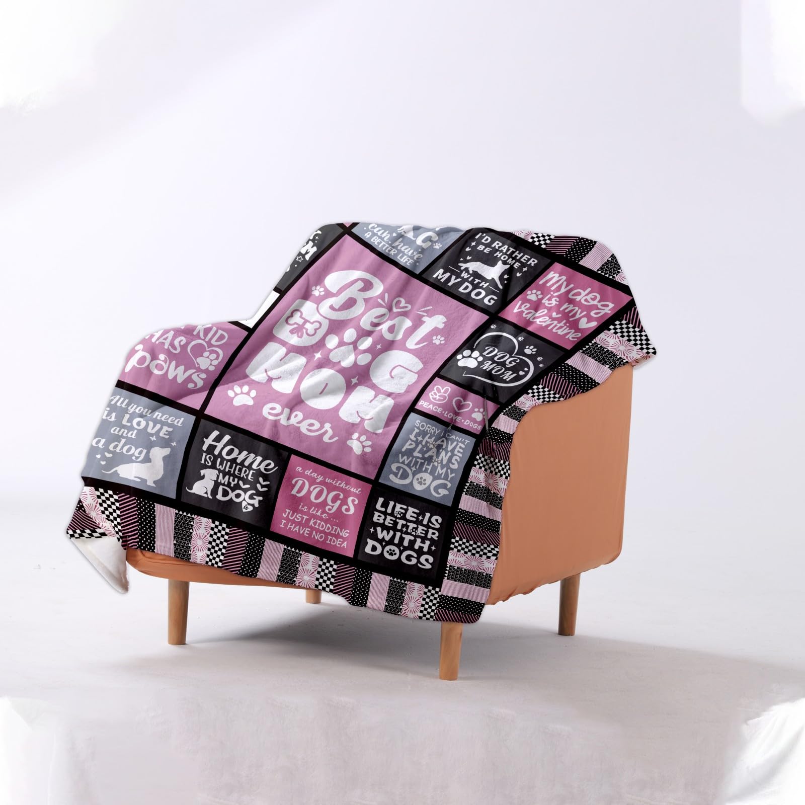 Dog Mom 50X60 Soft Throw Blanket 310 Grams Pink Throw Gifts for Dog Lovers Meaningful Mother's Day Present for Dog Moms Owners Designed for Easy Maintenance
