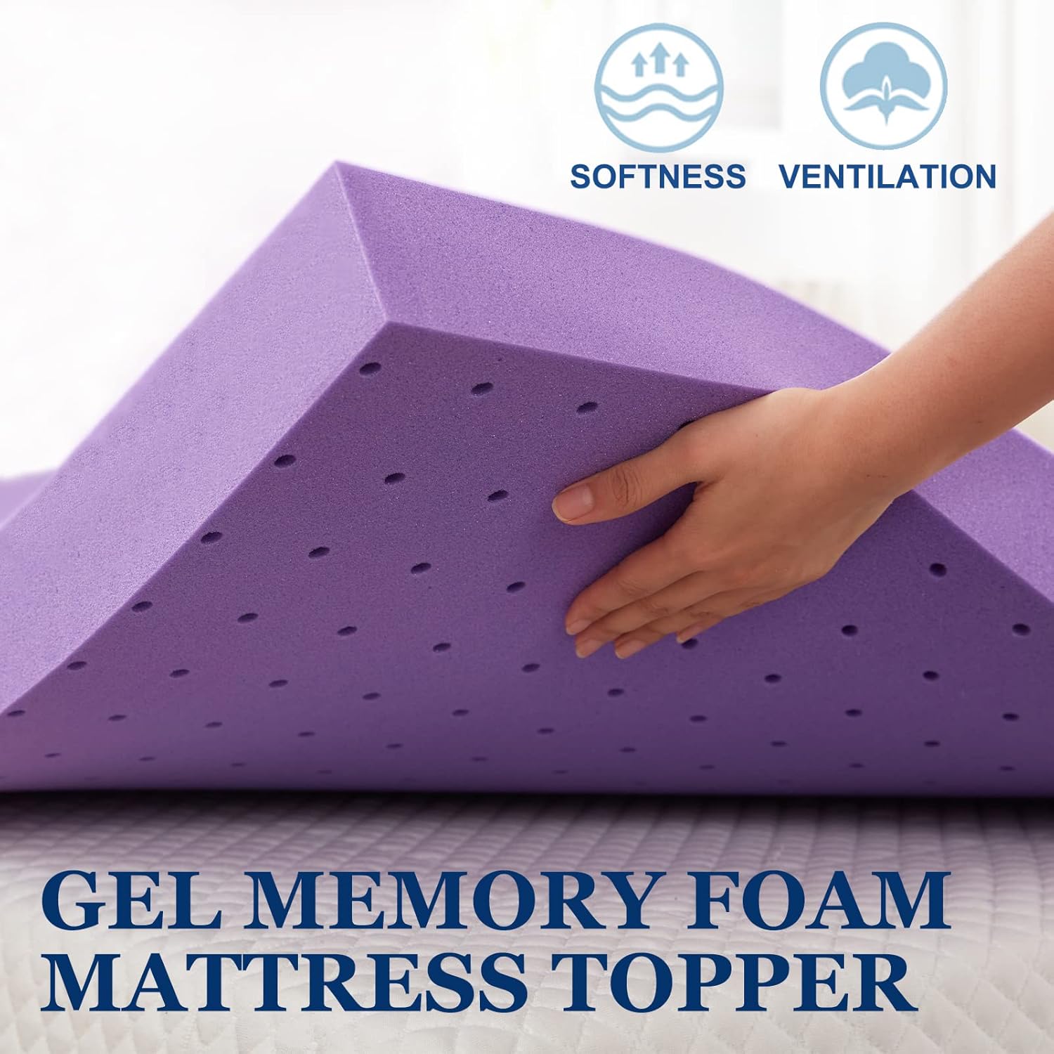 SINWEEK Gel Memory Foam Mattress Topper - Ventilated & Soft Pressure Relief - Twin Size, CertiPUR-US Certified