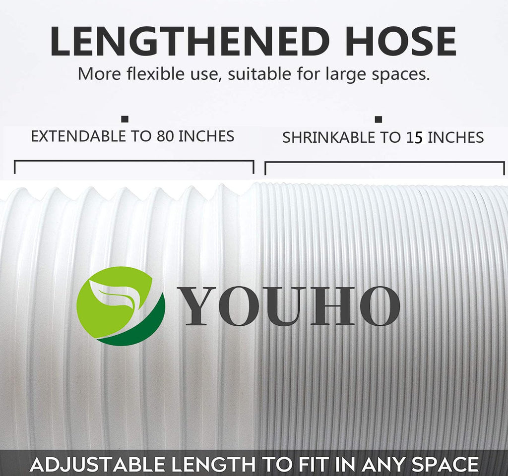 YOUHO Air Conditioner Hose, Portable Exhaust Vent Hose with 5.9 Inch （6”） Diameter, Counterclockwise AC Hose Length to 80 Inch, Universal Replacement AC Vent Hose for LG and Many More Portable AC