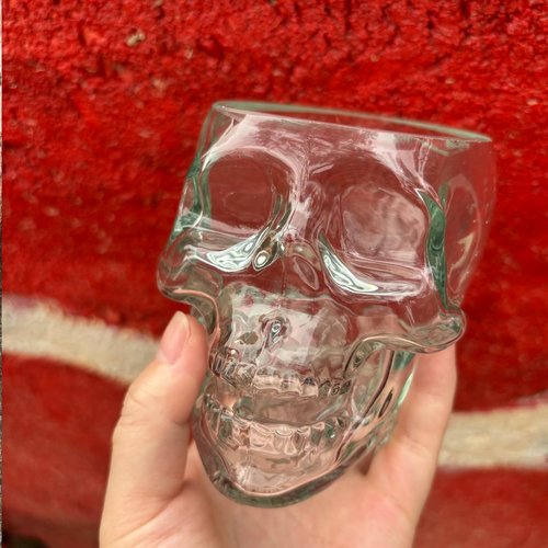 TVIAOH 350ml 6pcs Skull Wine Glass Funny Large Glasses Drinking Glass Vodka Spirits Cup Glass, Halloween Decorations Gifts Halloween Themed Party Holiday Gifts New Skull Cup (6)