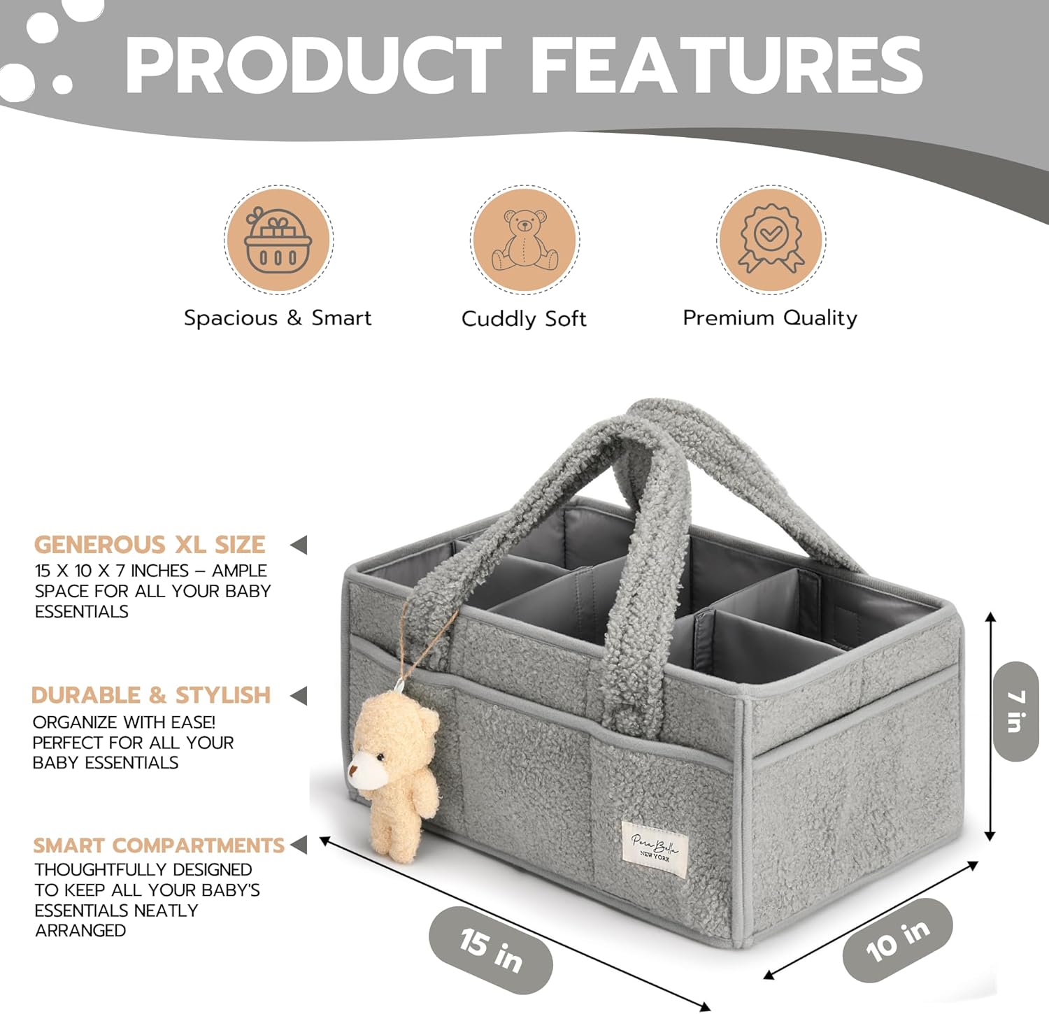 PeraBella Baby Diaper Caddy Organizer - Portable Storage Basket for Newborn Essentials | Ideal Shower Gift