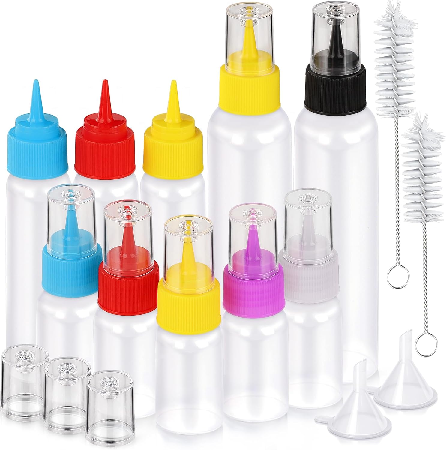 YGDZ Icing Bottle Set - 10 PCS Easy Squeeze Decorating Bottles for Cookies | 1, 2 & 4 Ounce Sizes