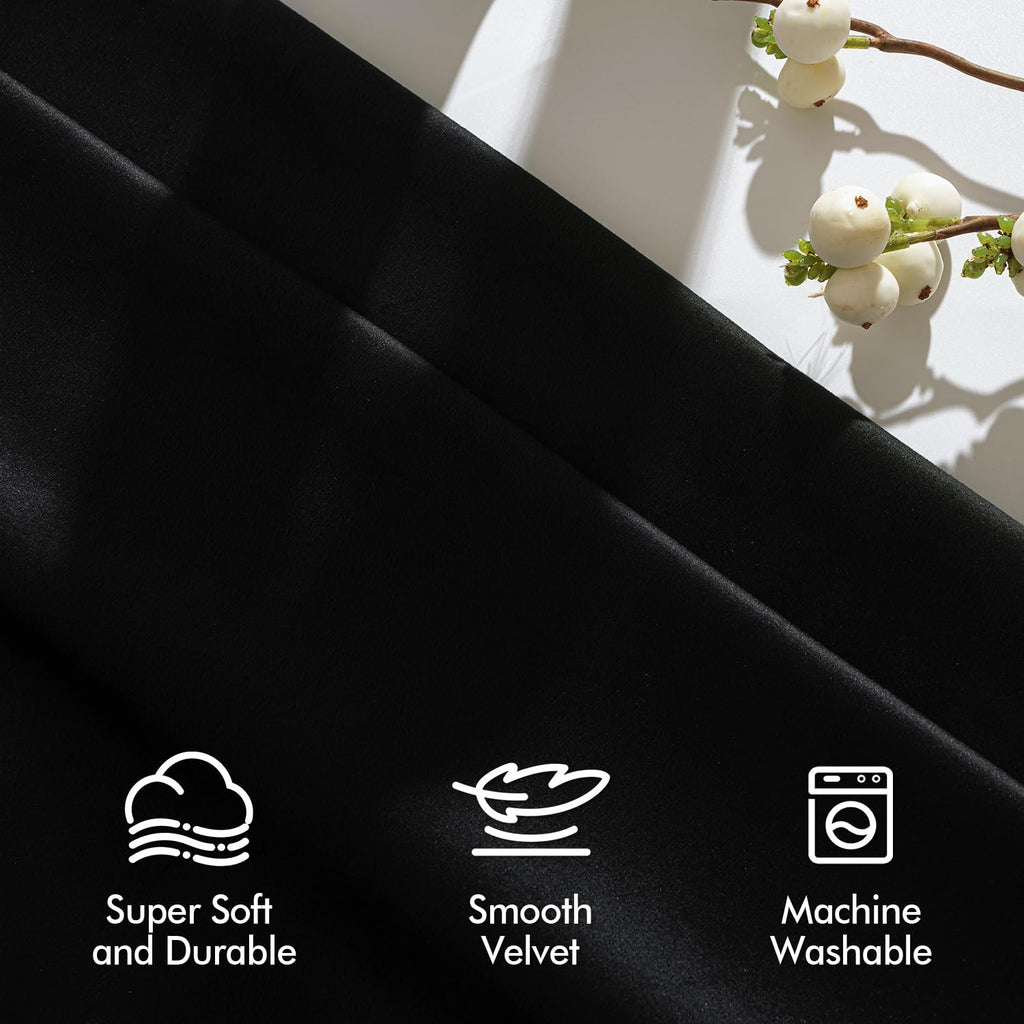 MIULEE Black Velvet Blackout Curtains 84 Inch Long Luxury Super Soft Thermal Insulated Window Curtains Room Darkening Drapes Rod Pocket Design for Bedroom Living Room Set of 2 Panels, W40 x L84 Inch