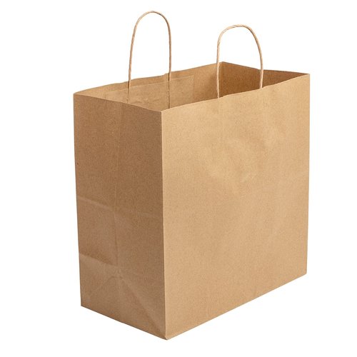 AmerCareRoyal Kraft Paper Bags with Twisted Handles, 13" x 7" x 13", Case of 250