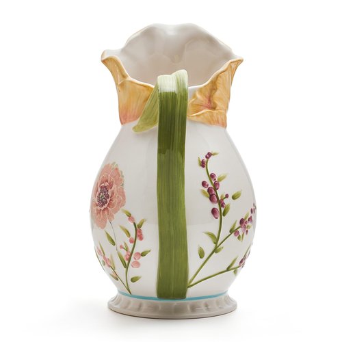 Fitz and Floyd Meadow Floral Pitcher Vase, 2.5 Quart