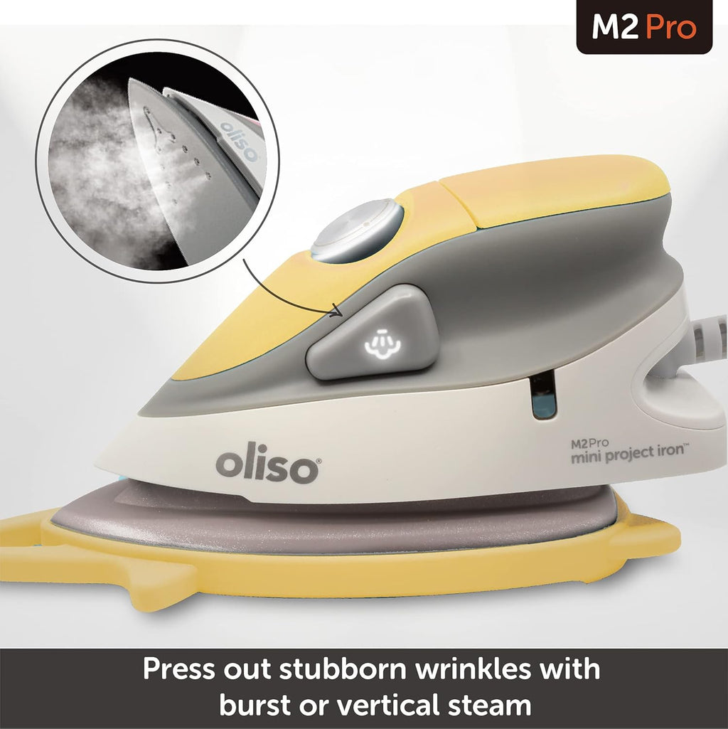 Oliso M2Pro Mini Steam Iron - 1000 Watt Dual Voltage Travel Iron for Sewing & Quilting - Butterscotch