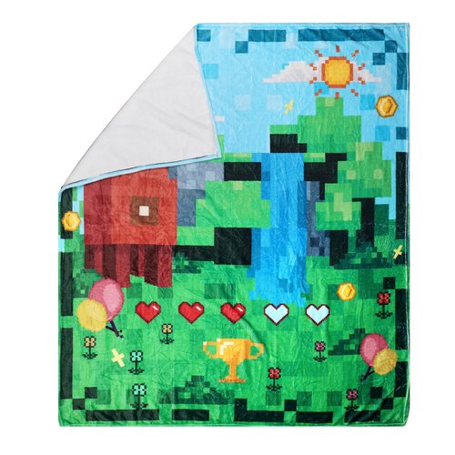 SAVITA Pixel Plush Throw Blanket, Soft Kids Bedding, 150x130cm/59.06x51.18in Lightweight Cozy Travel Blanket Video Game Bedding for Airplane Car Camping & Home Use