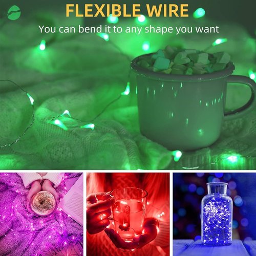 LAMPHOME Fairy Lights - 6 Pack Battery Operated 20 LED String Lights | 6.6ft Waterproof Silver Wire for DIY Party & Wedding Decor