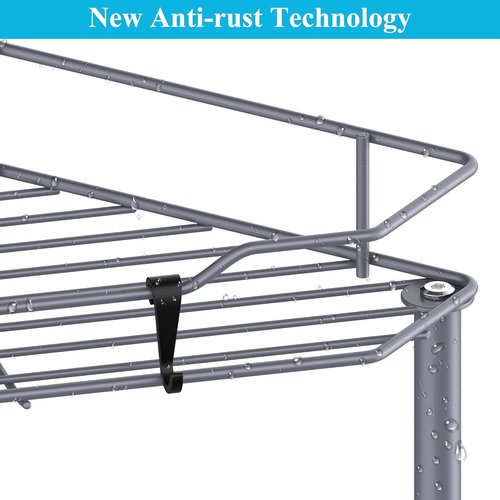 HuggieGems Corner Shower Caddy Organizer - 4 Tier Floor Standing Shelf with Hooks | Dark Gray
