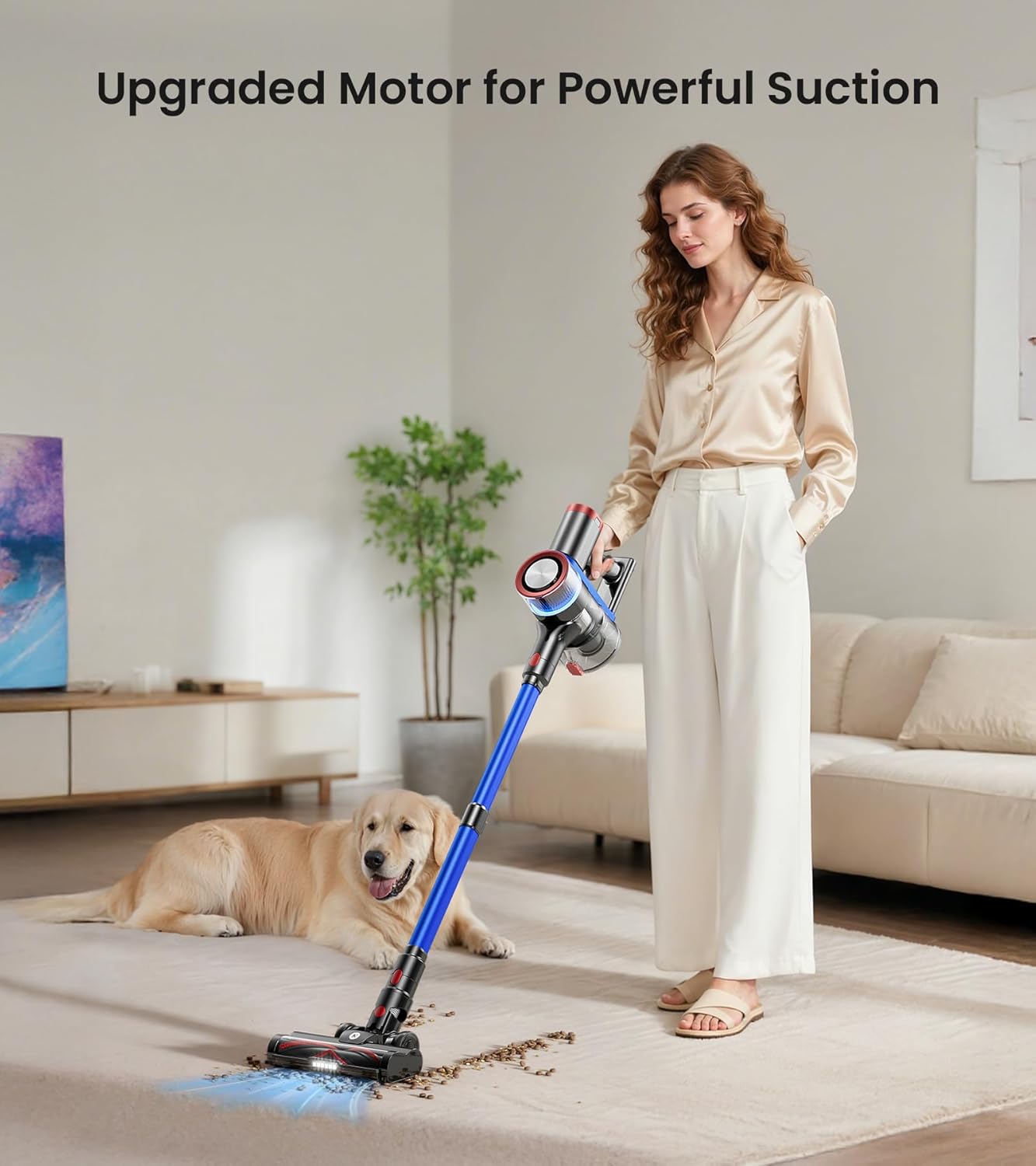 NADALY Cordless Vacuum Cleaner - 550W, 45Kpa Suction, 65 Mins Run Time | Lightweight 8-in-1 for Home & Pet Hair