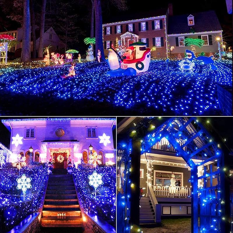 Blue 100 LED Christmas Lights String - 33 ft, Indoor/Outdoor - Brizled C5