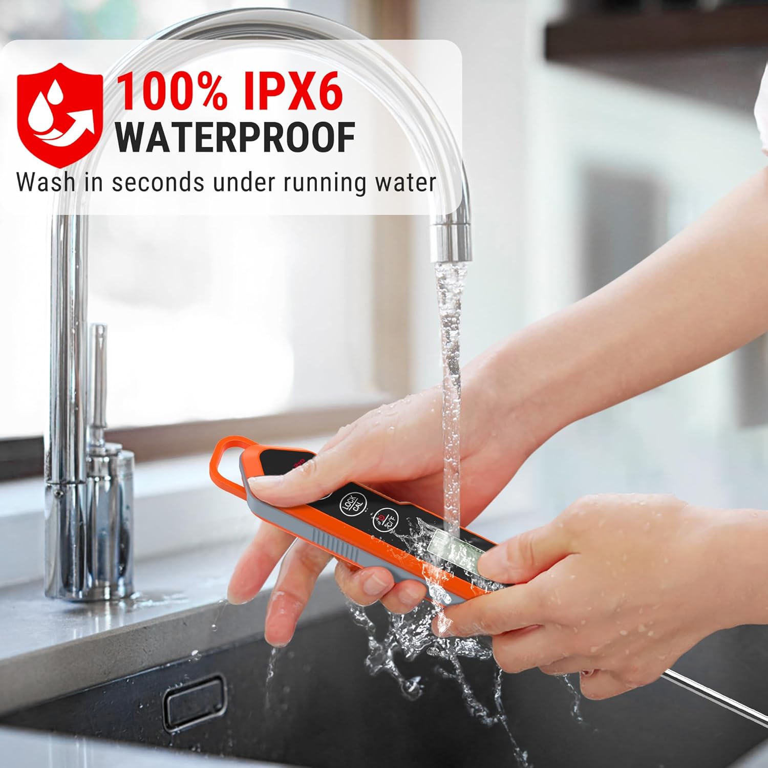 TempPro TP15H Waterproof Instant Read Meat Thermometer - Digital Cooking Thermometer with Backlight & Calibration | Perfect for BBQ, 10.47 x 1.16 x 0.69