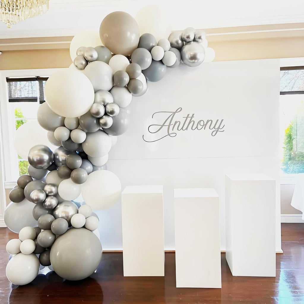 Skiennix Gray Balloon Arch Kit - 120pcs in 5-18 Inch Sizes for Birthday, Baby Shower & Wedding Decor
