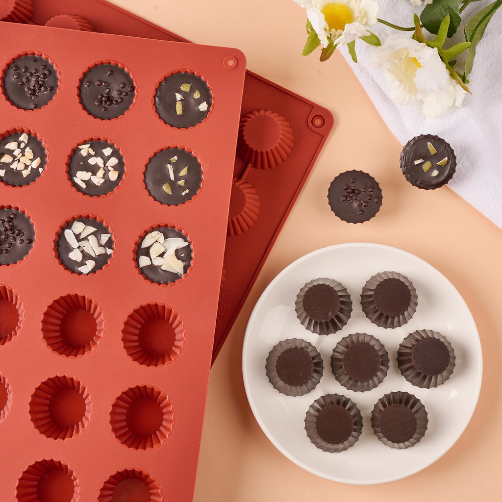 Puyeipt 30 Cups Mini Peanut Butter Cup Mold, Bite Size Silicone Candy Mold for Chocolates, Keto Fat Bomb, Small Truffles