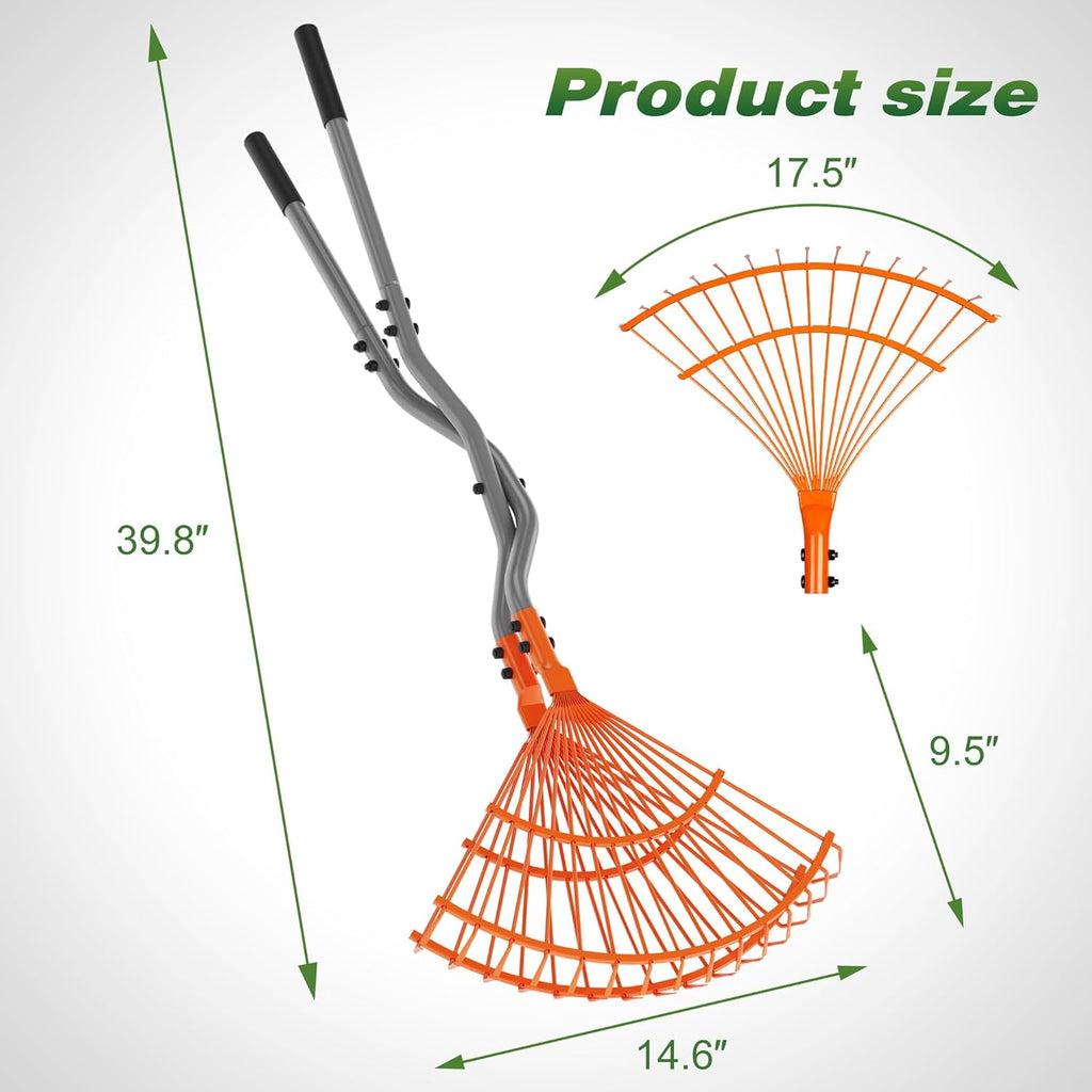 Walensee Leaf Rake - Heavy Duty Leaf Picker & Scooper with Long Steel Handle | Multi-Use Garden Claw