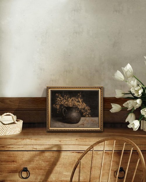 KISSFOX Gold Framed Vintage Wall Art - Botanical Flower Canvas Paintings for Living Room & Bedroom