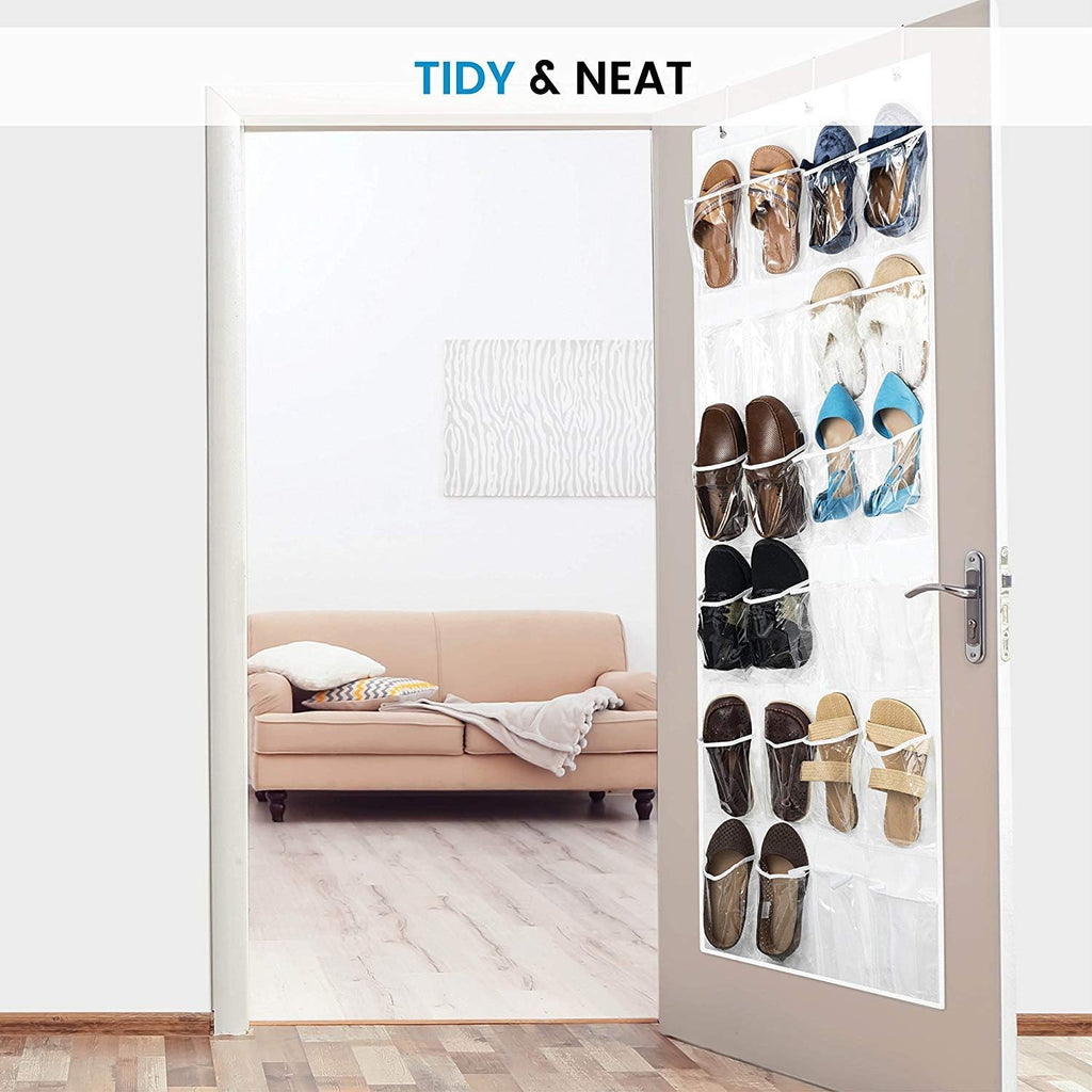 ZOBER Over The Door Shoe Organizer - 24 Pocket Hanging Rack for Shoes, Towels & Toys | Closet & Pantry Storage