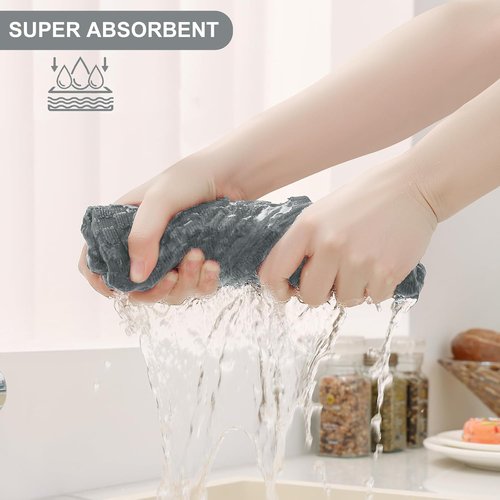 Homaxy 100% Cotton Waffle Weave Dish Cloths - Ultra Soft & Absorbent | 12x12 Inches, Dark Grey (6-Pack)